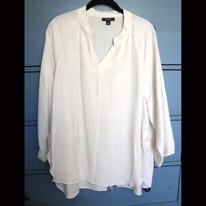 Linen 3-Quarter Sleeve V-neck Blouse by Alfani - Unusual - Size XL